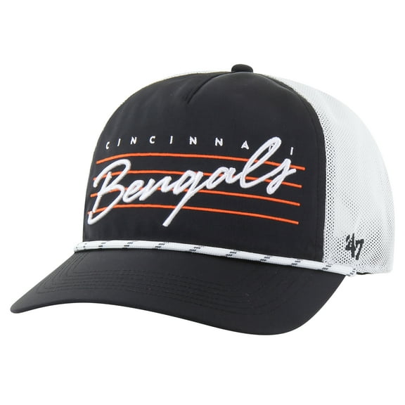 Men's '47 Black/White Cincinnati Bengals Downburst Relaxed Hitch Trucker Adjustable Hat