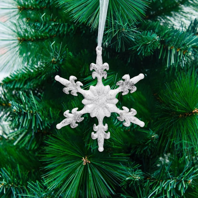 Elegant Snowflake Christmas Tree Hanging Ornament 10cm Design with Sticky Powder Finish for Festive Holiday Decorations