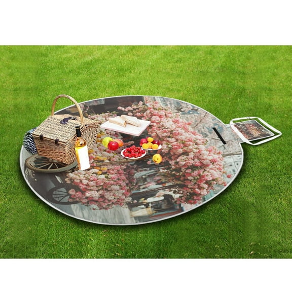 Picnic Blankets Teencool Beach Blanket Creatively Cart with Colorful Flowers Pattern Outdoor Blanket for Travel