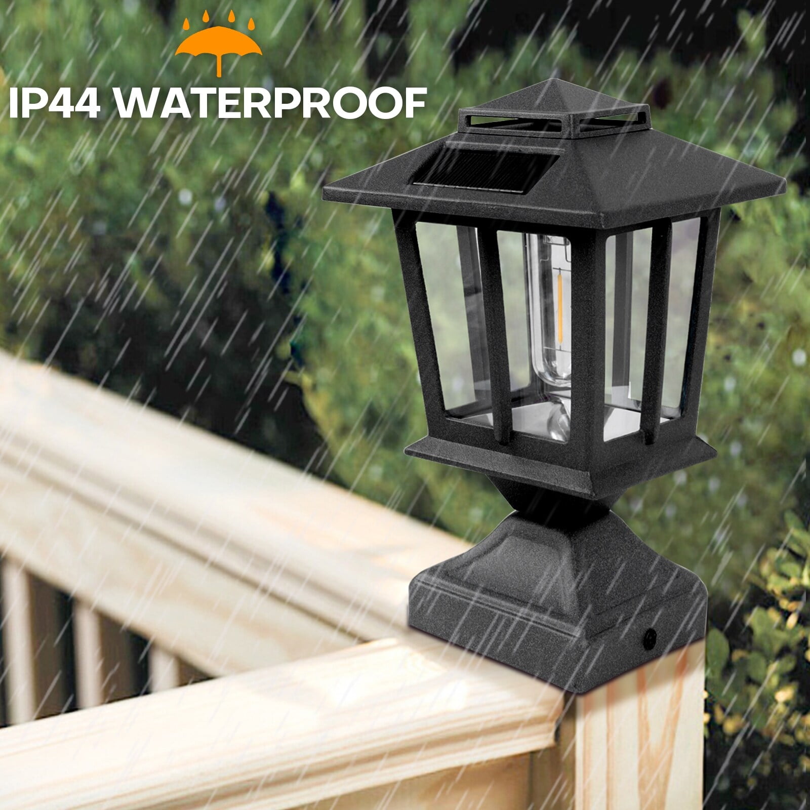 LamQee Solar Post Lantern Waterproof Outdoor Deck Fence Post Cap Light 4 Pack