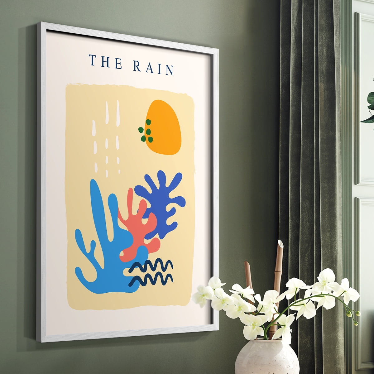 Matisse CDLXIV in White Solid Wood Framed Print No Nail Hanging