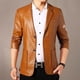 thumbnail image 1 of Chaqueta de traje de cuero para hombre, chaqueta de traje de primavera y otoño, chaqueta informal de alta gama para mediana edad, chaqueta gruesa de moda para otoño e invierno, 1 of 2