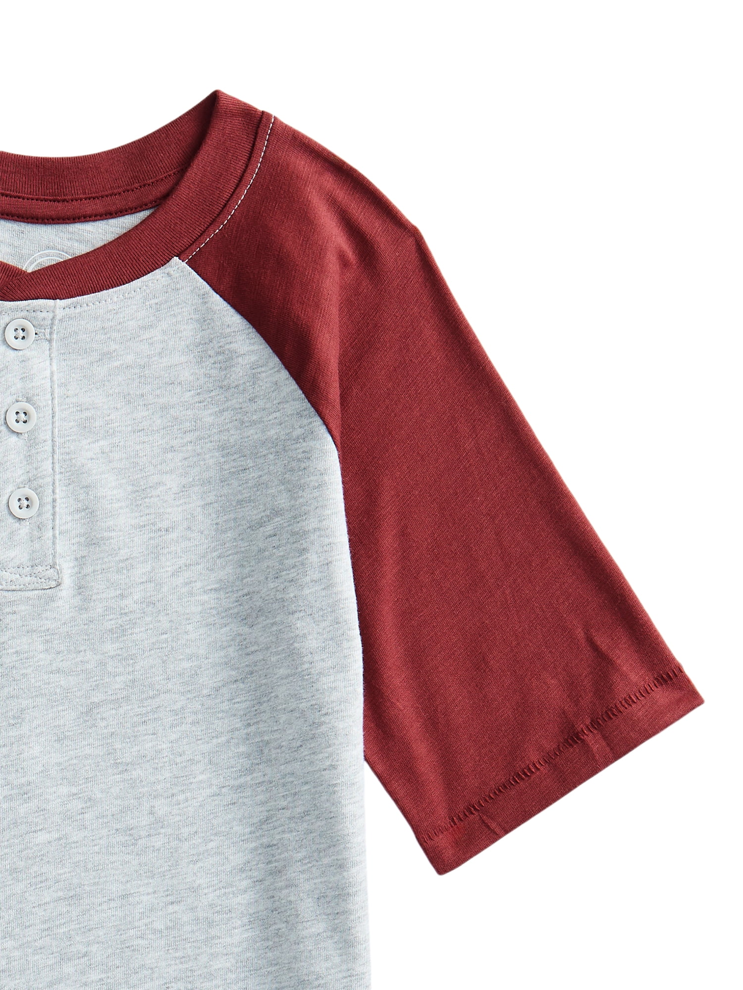 Wonder Nation Boys Raglan Henley T-Shirt with Short Sleeves, Sizes 4–18 & Husky