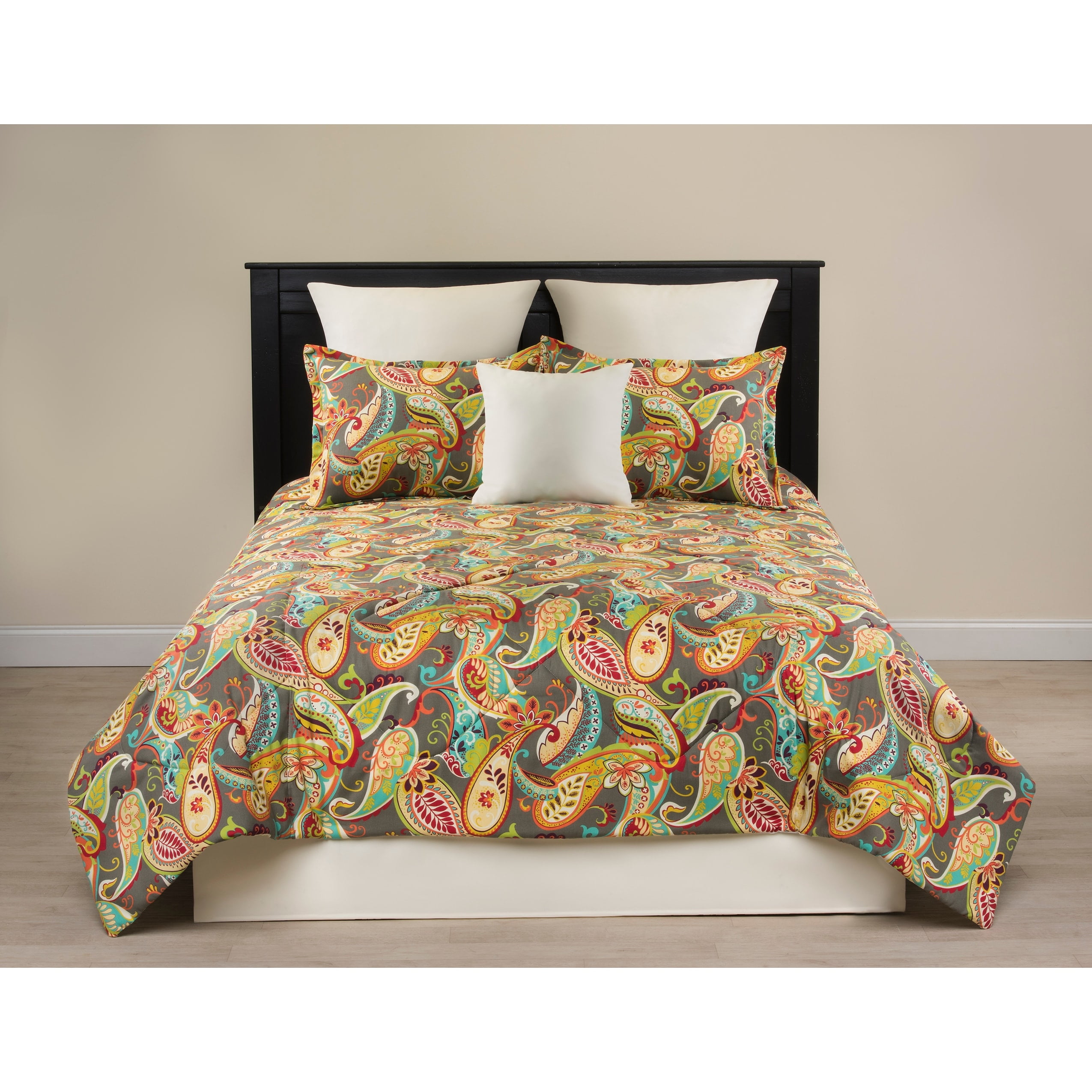 Whimsy grey paisley comforter set Twin 3 Piece
