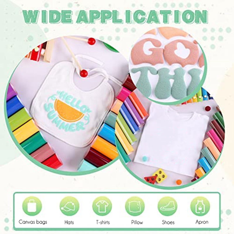 Puff Vinyl Heat Transfer - 36 Sheets 12 X 10Inches 3D Puff HTV Heat Transfer Vinyl for T-Shirts DIY Compatible