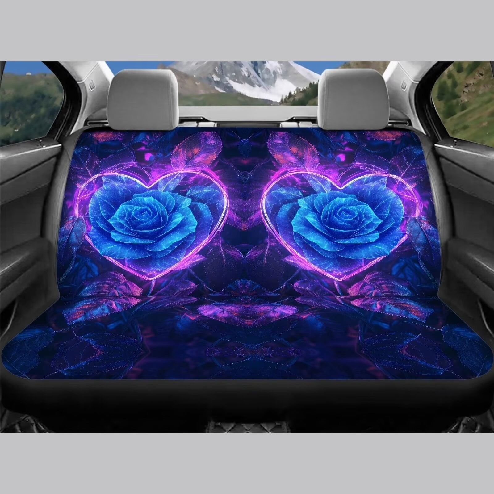 Pzuqiu Blue Roses Automotive Seat Covers Lightweight Vehicle Cushion Protectors Interior Accessories Easy to Install Polyester Car Seat Protectors Universal Fit Most Cars Sedans Trucks