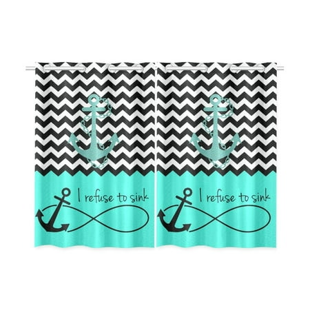 MYPOP Chevron Infinity Anchor Quotes I refuse to Sink Window Curtain Kitchen Curtain 26x39 inches (Two