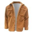thumbnail image 4 of Wuxian Men Fuzzy Jacket Button Down Turndown Collar Shirt Jacket Soft Thermal Lined Open Front Coat With Pockets Fall Winter Warm Casual Streetwear,Yellow,L, 4 of 5