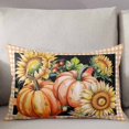 thumbnail image 3 of Burnt Orange Yellow Pumpkins Fall Throw Pillow Covers, Thanksgiving Sunflower Plaid Soft Breathable Pillow Cases with Zipper for Sleeping, King Size Pillowcases for Couch Bed Sofa Chair 20x36 Inches, 3 of 6