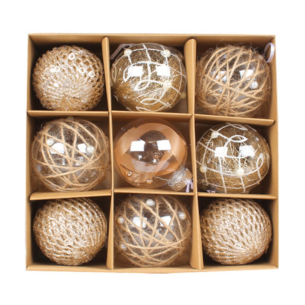 9PC/lot Christmas Tree Hanging Ball,Luxury Golden White Hanging