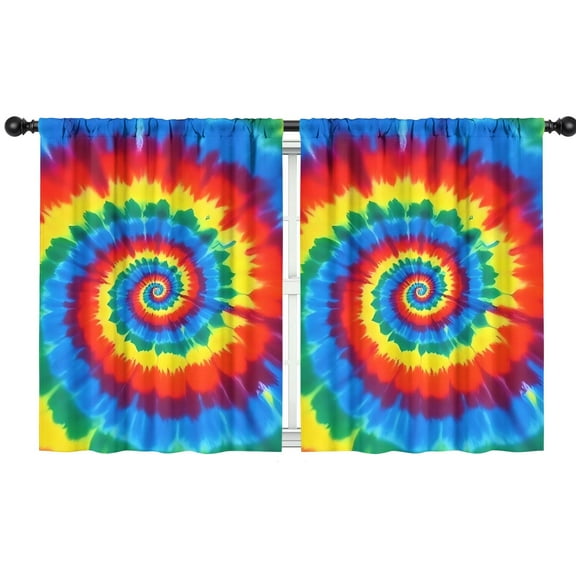 Blackout Kids Curtains,Colorful Rainbow Tie Dye Spiral Pattern Childrens Insulated Curtains Set Of 2,Bedroom Essentials,Toddler Room Decor 42"x54"