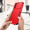 thumbnail image 6 of SaniMore for Samsung Galaxy S21 FE (6.4" 2021) Case, [Sliding Camera Window] Wireless Charging Shockproof Drop Resistant Hybird PC TPU Anti-slip Heavy Duty Protective Shell, Red+Black, 6 of 7