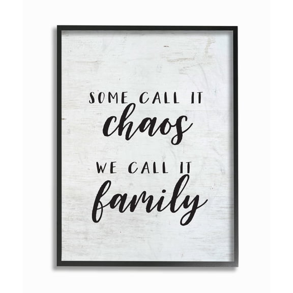 Stupell Industries Chaos Home Family Inspirational Word On Wood Texture Design Framed Giclee Texturized Art by Lettered and Lined