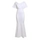 thumbnail image 2 of Vestido de fiesta formal de noche con dobladillo de sin espalda de manga corta para mujer Blanco S Baoblaze maxi vestido de gala, 2 of 8