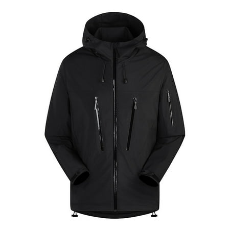 Bazeneo Mens Lightweight Waterproof Jacket Relaxed Fit Rain Jacket with Hood Zip Pockets Hooded Windbreaker Windproof Showerproof Autumn Coats Outdoor Jackets for Hiking Fishing