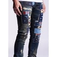 thumbnail image 4 of Embellish NYC Men's Rip & Repair Patchwork Distressed Skinny Fit Denim Jeans (30, Blue Patchwork), 4 of 6