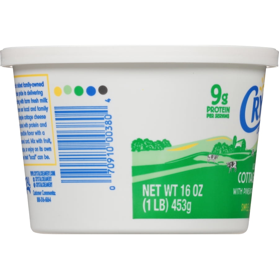 Crystal Creamery Small Curd 2% Low Fat Pineapple Cottage Cheese Plastic Tub16 oz (Refrigerated)