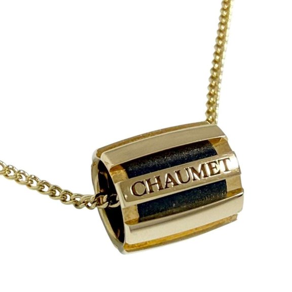Pre-Owned Chaumet unisex pendant necklace, 18K gold, with aftermarket chain.