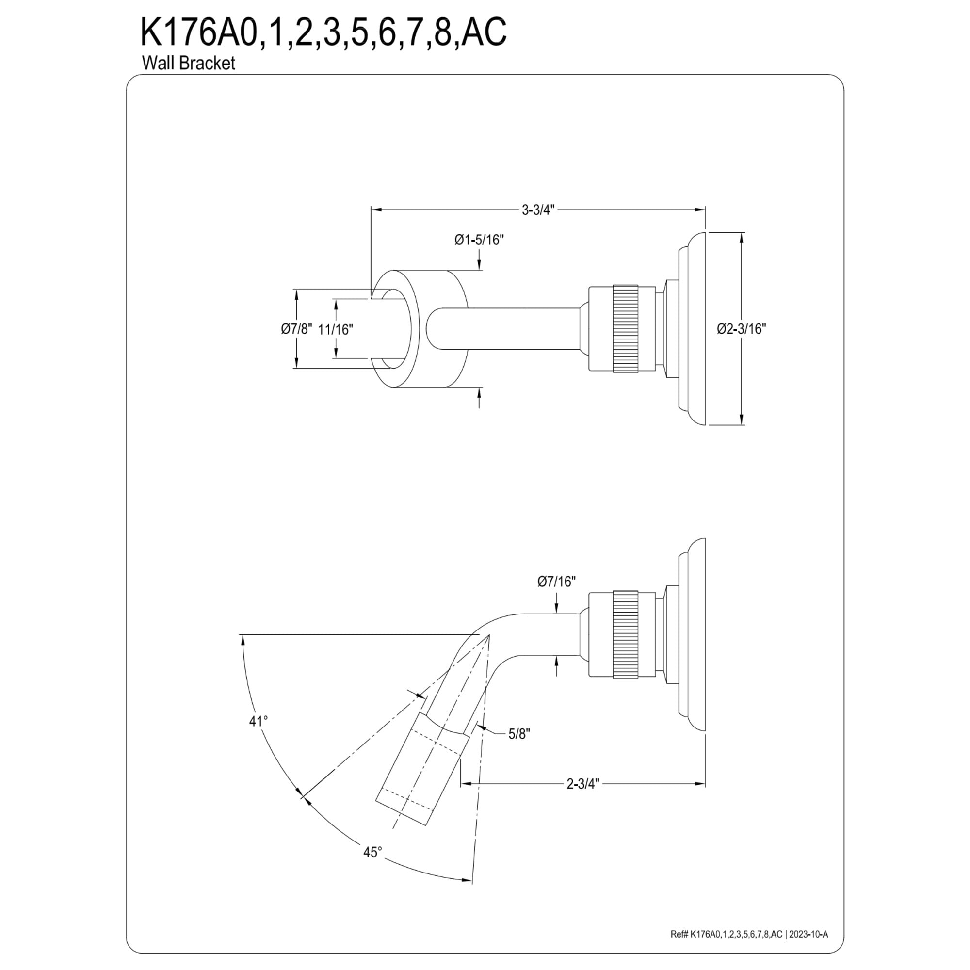 Kingston Brass K176A6 Heritage Hand Shower Wall Mount Bracket in Polished Nickel