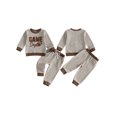 thumbnail image 2 of Loicainy Baby Toddler Boys Football Outfits 6 12 18 24 Months 2T 3T 4T Long Sleeve Round Neck Striped Tops and Pants Fall Clothes Set, 2 of 9