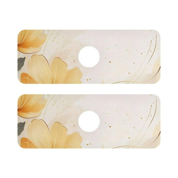 Flower 2 Pack Sink Splash Guard Faucet Drying Mat Absorbent Water Catcher Draining Mats Kitchen Bathroom Decorative 14.7x5.4in