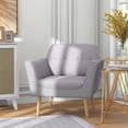 thumbnail image 2 of HOMCOM Modern Accent Chair with Tufted Pattern and Rubber Wood Legs, Grey, 2 of 10