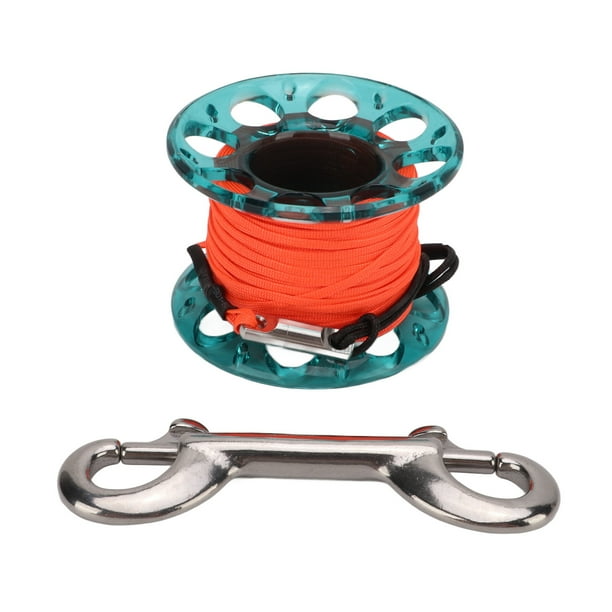 ANGGREK Diving Spool Finger Reel With Stainless Steel Clip 15m Orange Line Swivel Joint For Cave
