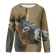 thumbnail image 4 of Srogem Women 3D Donkey Graphic Sweatshirt Vintage Oil Paint Print Shirt Classic Crewneck Pullover Casual Long Sleeve Top, 4 of 4