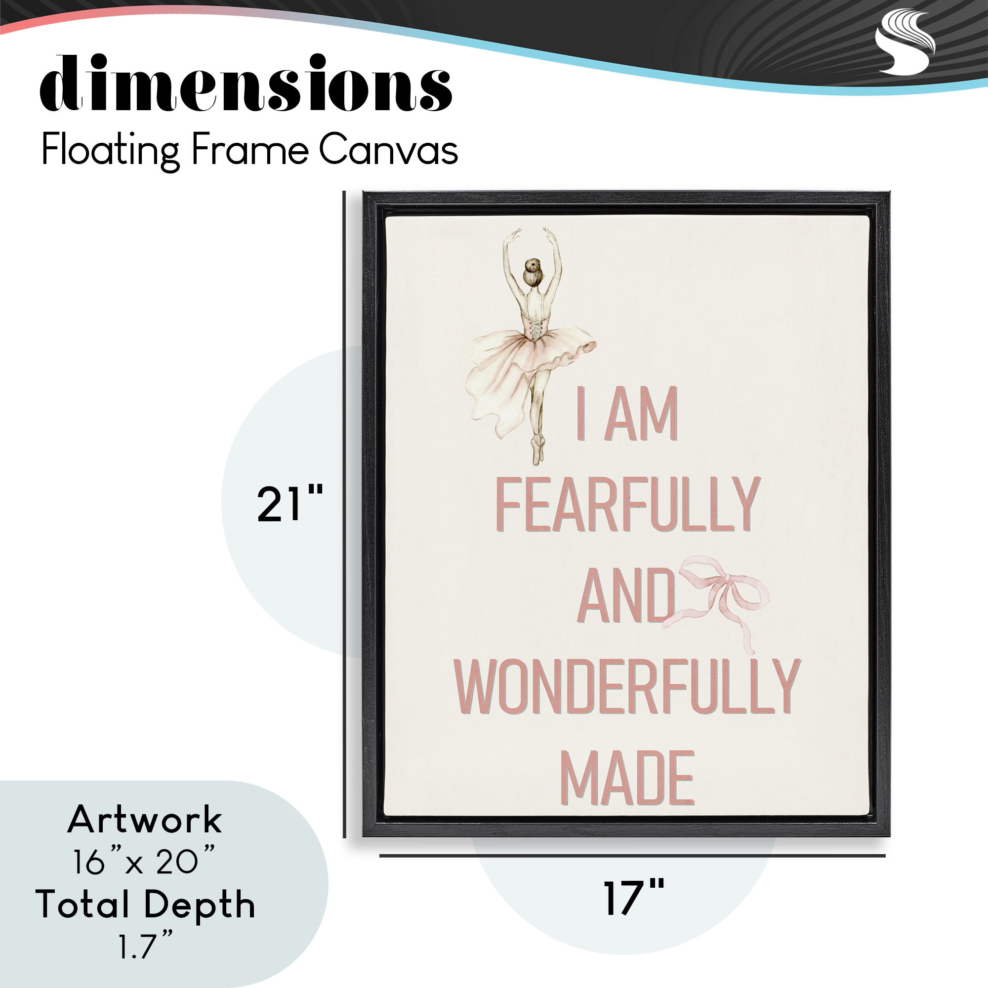 Wonderfully Made Ballerina Black Framed Floater Canvas Wall Art, design by Kim Allen