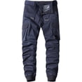 thumbnail image 1 of Pantalones cargo para hombre con múltiples bolsillos militares de combate Ripstop con puño acanalado Azul marino 30 Azul marino 30 Xishao ropa, 1 of 2