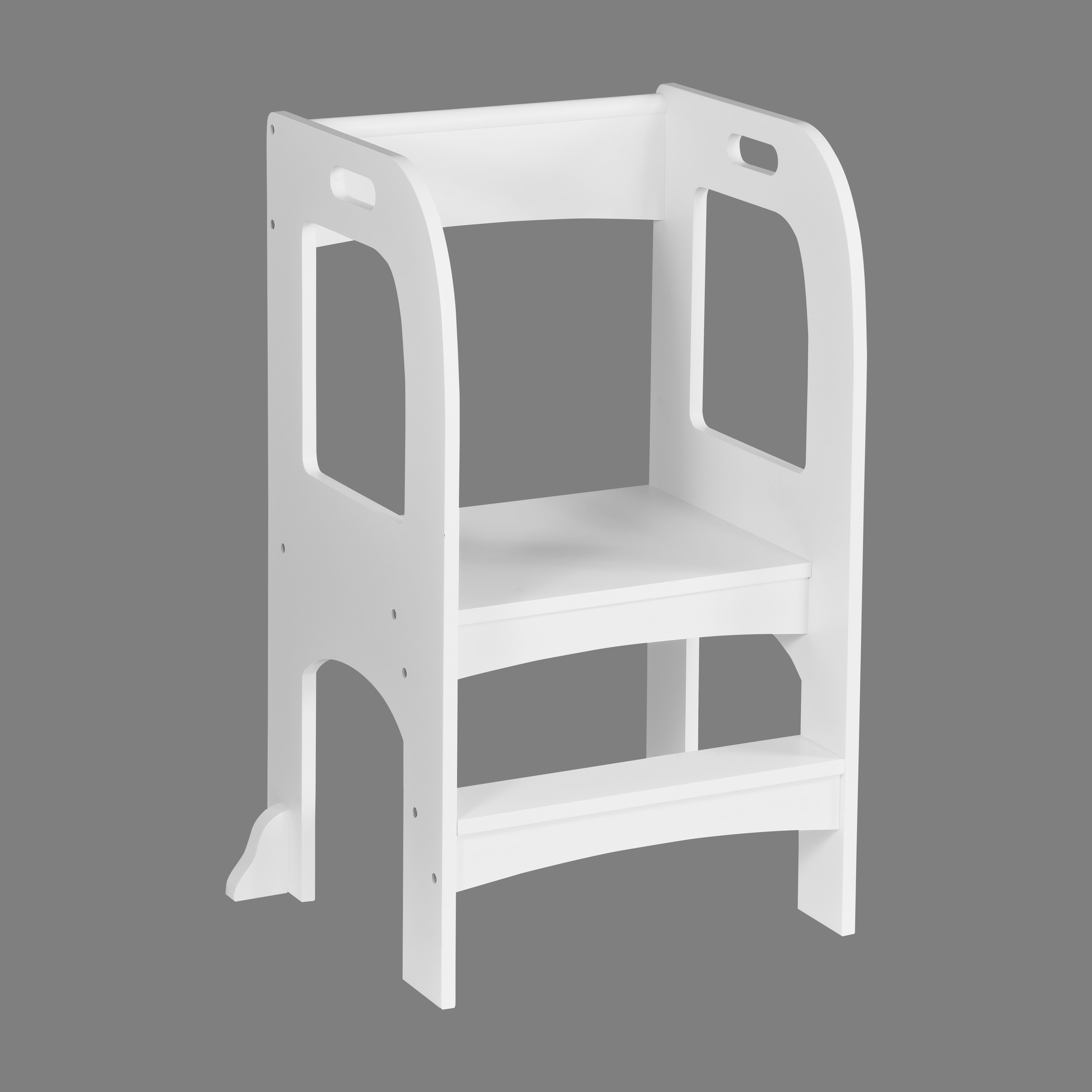 White Toddler Learning Standing Tower, MDF Kids Kitchen Helper Step Stool, Supports Up to 50 LBS for Kitchen Counter & Bathroom Daily Use