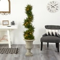thumbnail image 4 of Nearly Natural 5ft. Spiral Cypress Artificial Tree in Sand Finished Urn with 80 Clear LED Lights UV Resistant (Indoor/Outdoor), 4 of 7