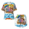 thumbnail image 4 of Picia Rainbow Animals on Noah's Ark Pajamas Sets for Women Soft Short-Sleeved Pjs with Lounge Shorts Two Piece Sleepwear-Medium, 4 of 9