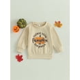 thumbnail image 2 of Toddler Girls Boys Sweatshirts Halloween Clothes Pumpkin Letter Print Crew Neck Long Sleeve Pullovers Fall Tops, 2 of 8