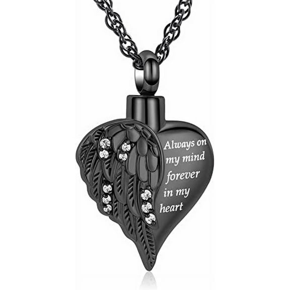 Hearbeingt Pendant Black Necklaces, Stainless Steel, 0.83”L*1.1”H inch, 14.7g