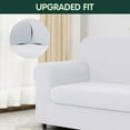 thumbnail image 6 of CHUN YI Stretch 2-Piece Checks Sofa Cover with Cushion Cover Slipcover, XL-Sofa, White, 6 of 6