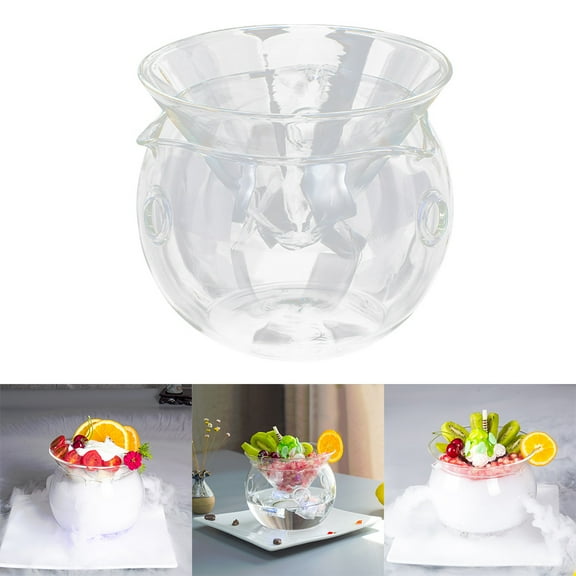 Melantax Clear Glass Salad Bowl Fruit and Vegetable Bowl with Dry Ice Container (Medium)