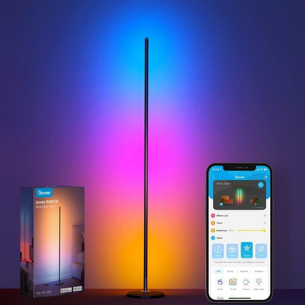 Lámpara de pie Govee RGBIC LED Corner Works con Alexa Black