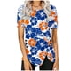 thumbnail image 1 of Blusas de Manga Corta para las Mujeres Botón Impreso Cuello Redondo Top Casual, Blusas para las Mujeres Casual, 1 of 5