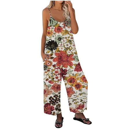 

SELONE Womens Jumpsuits Casual Wide Leg Loose Fit Long Pant Ladies Travel Comfortable 2023 Vacation Fancy Jumpsuits for Women Womens Jumpers and Rompers Casual With Pockets Work Suit Orange XL