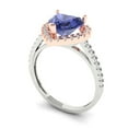 thumbnail image 2 of Halo Engagement Ring for Women - 2.285ct Simulated Tanzanite in 18K White/Rose Gold Promise Ring, 2 of 6