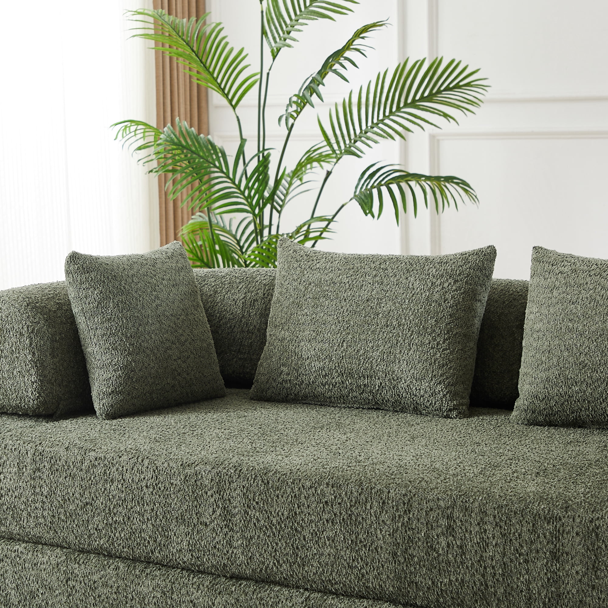 78.9inch Convertible Sleeper Sofa,Chenille Folding Mattress Sofa with DIY Removable Armrests,Floor Standing Lounge Sofa for Living Room Bedroom Small Space,Green
