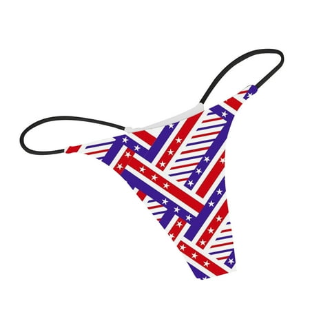 Yuhangmm Womens Sexy Independence Day Plaid Printed Breathable Underwear Thong Underwear Lingerie plus Lingerie