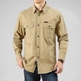 thumbnail image 3 of 100% Cotton Men's Shirt Solid Color Multi-Pocket High Quality Cargo Shirts Fashion Outdoor Casual Long Sleeve Shirts For Men New, 3 of 6