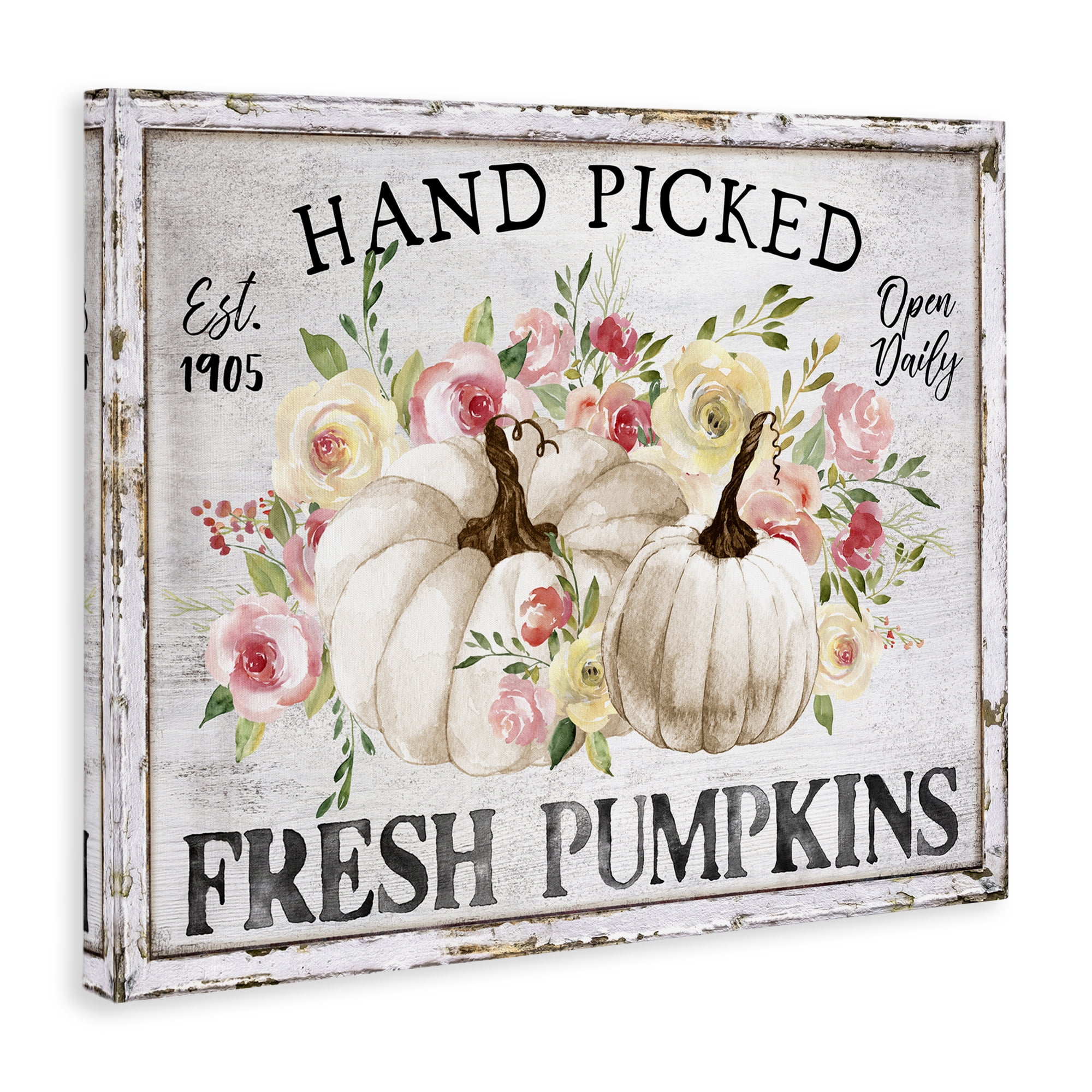 Stupell Industries Hand Picked Pumpkins Holiday Painting Gallery Wrapped Canvas Art Prints Wall Art, 48 x 36