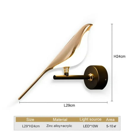 

CHNGSNG Golden Silver Touch Switch Bird LED Wall Lights Wall Sconce ° Rotatable Indoor LED Wall Lamps Bedroom Corridor AC85-265V