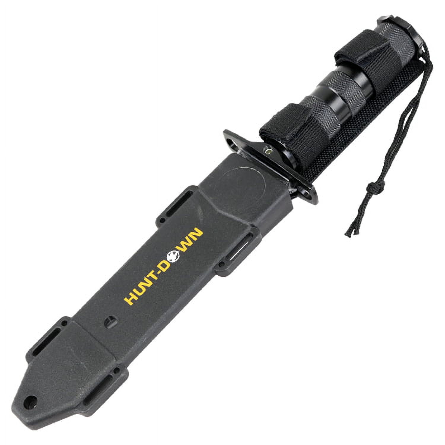 Hunt-Down 12' All Black Fixed Blade Survival Knife - Survival Kit & Compass