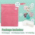 thumbnail image 3 of Wegreeco Washable Reusable Baby Cloth Pocket Diapers 6 Pack + 6 Bamboo Inserts (with 1 Wet Bag, Flowers), 3 of 7