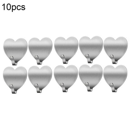 

Xinwanna 10Pcs Stainless Steel Wall Hooks Heart Shape Hanger Key Scarf Holder Organizer