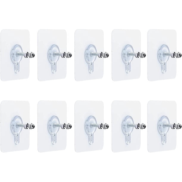 10 piezas de tornillos adhesivos para pared, clavos autoadhesivos para colgar tornillos adhesivos, ganchos de montaje en pared para cocina, baño, dormitorio, sala de estar TUNC Sencillez
